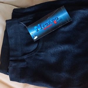 Nygard Sport  Size 8 Black Pants Pretty Embossed Floral Women's 'Pants New W Tag